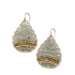 Silver Teardrop Earrings in Siver + Gold, Medium