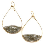 Gold Semi-Beaded Teardrop Earrings in Electrum, Large