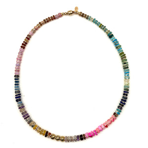 Multi-Colored Heishi Stone Necklace - 17"