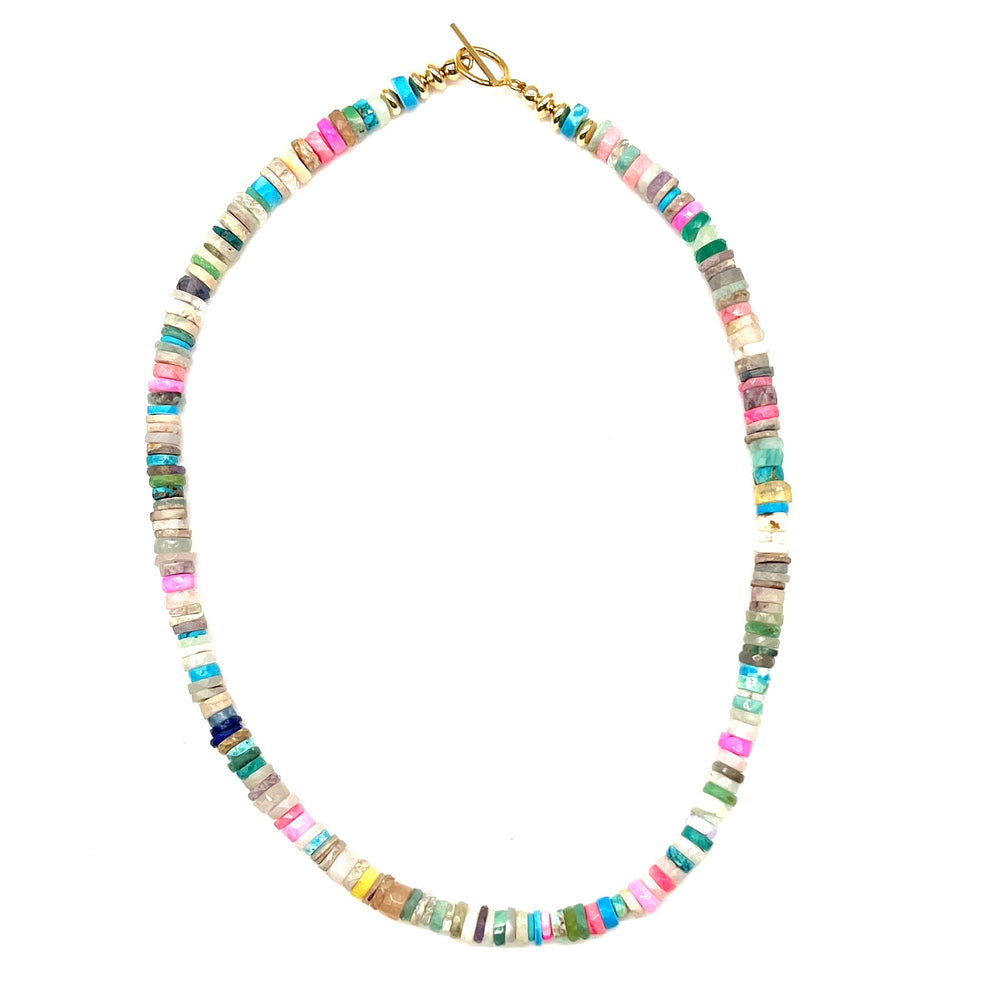 Candy Necklace - Multi Stone w/Gold Toggle Clasp 17”