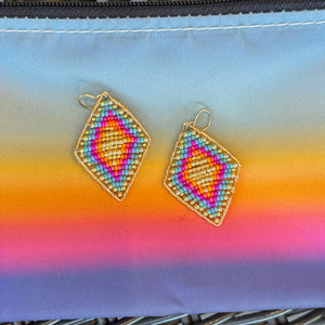 Gold Diamond Shape Earrings in Aguas Calientes, Medium