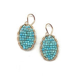 Gold Oval Earrings in Turquoise, Small