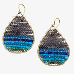 Gold Teardrop Earrings in Blue Lagoon, Medium