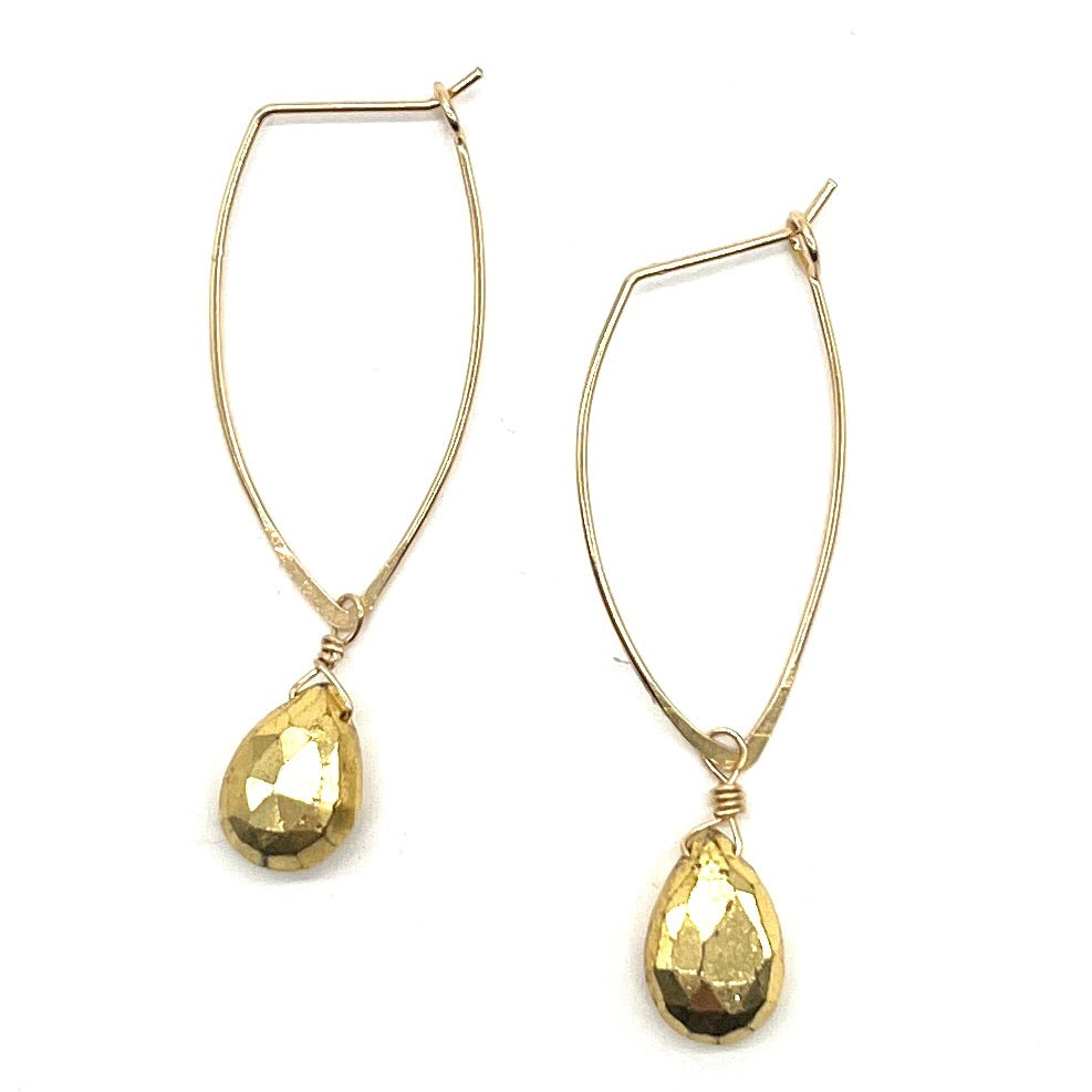 14K Gold Filled Loop and Pyrite Earring