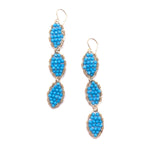 Gold Triple Marquise Dangling Earrings in Turquoise