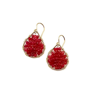 
            
                Load image into Gallery viewer, Gold Teardrop Earrings in Natural Ruby, Small
            
        