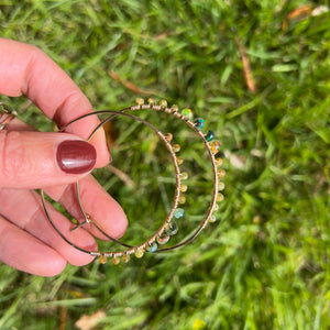 Gold Filled Hoops with Golden Opals, Large