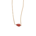 Red Fire Opal Teardrop Necklace on Gold Chain
