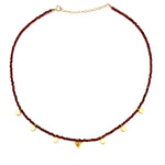 Faceted Hessonite + Gold Disk Necklace with Diamond Slice