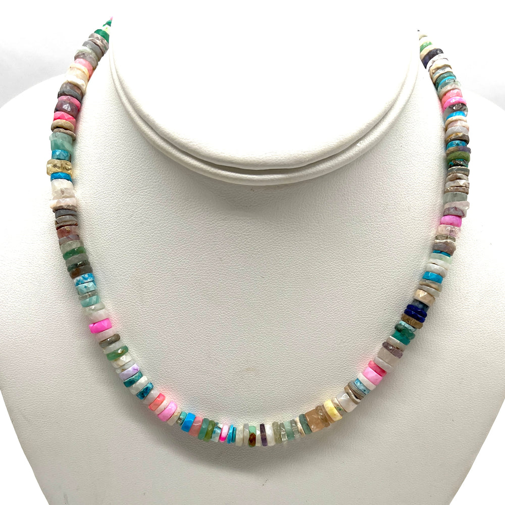 Candy Necklace - Multi Stone w/Gold Toggle Clasp 17”