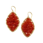 Gold Marquise Earrings in Ruby, Medium