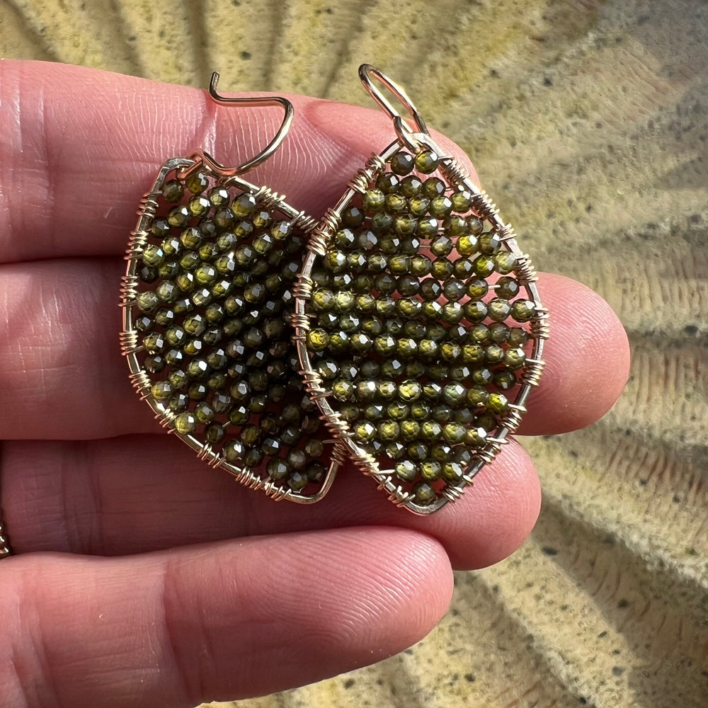 Gold Marquis Earrings in Evergreen, Medium