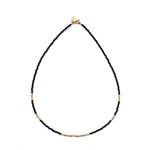 Micro Crystal Layering Necklace - Midnight + Gold - 15"