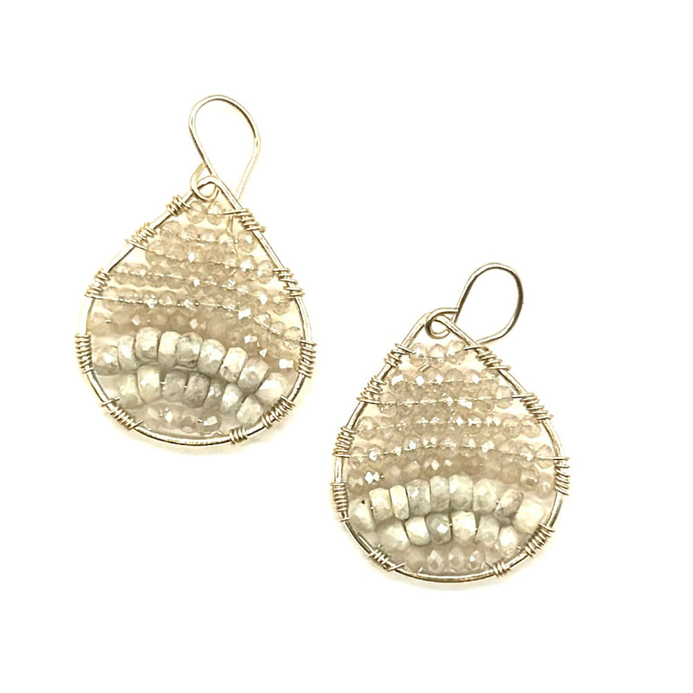 Gold Teardrop Earrings in Ivory, Petite-Medium