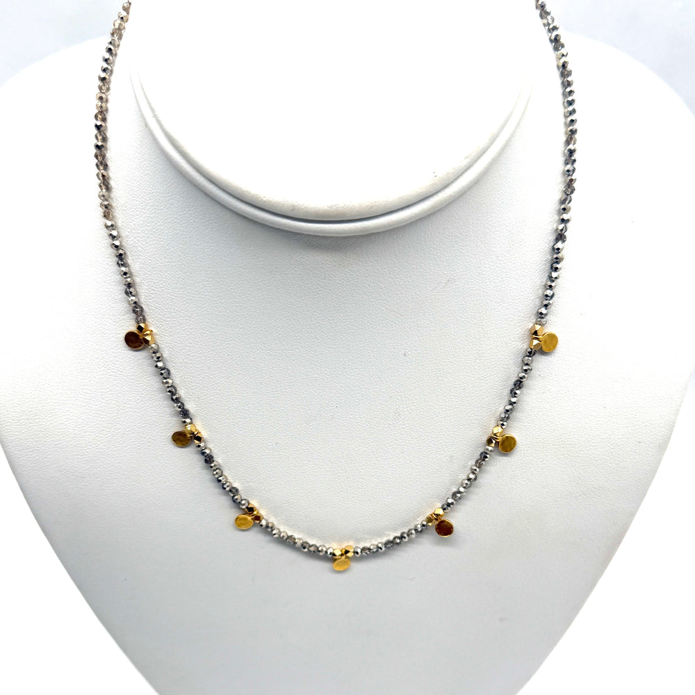 Silver Shimmer + Gold Disks Necklace - 16"