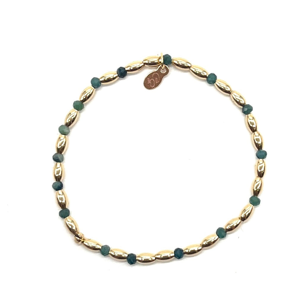 Gold Beaded + Tourmaline Stretch Bracelet