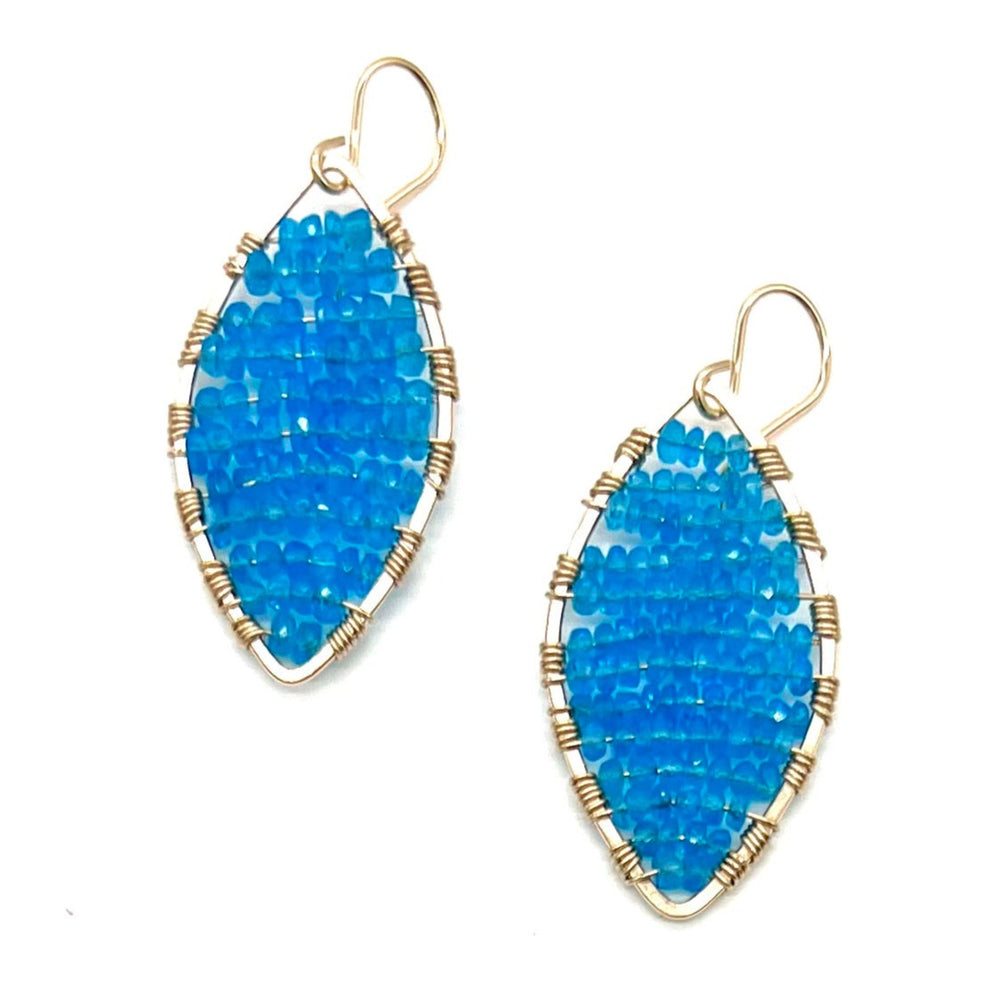 
            
                Load image into Gallery viewer, Gold Marquise Earrings Apatite, Medium
            
        