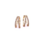 14K Gold + Diamond Double Loop Huggies - 12 mm