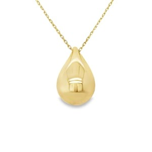 14K Gold Round Teardrop Necklace - 18"