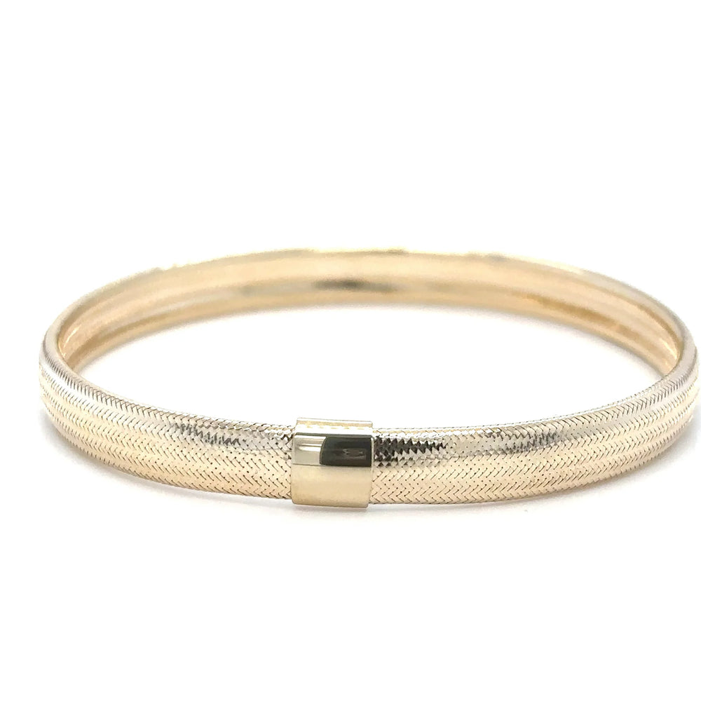 14K Gold Stretch Curved Bangle - 6 mm