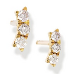 14K Gold + Diamond Curved Bar Ear Studs