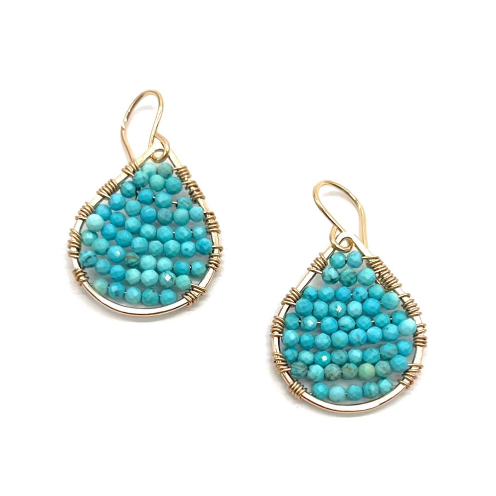 
            
                Load image into Gallery viewer, Gold Teardrop Earrings in Turquoise, Small
            
        