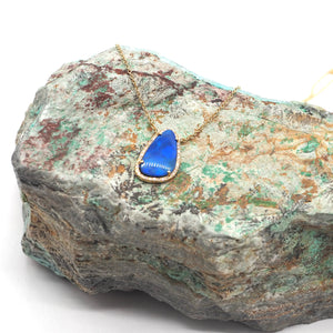 14K Gold + Diamond Australian Opal Necklace