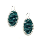 Silver Oval Earrings in Sea Green, Medium