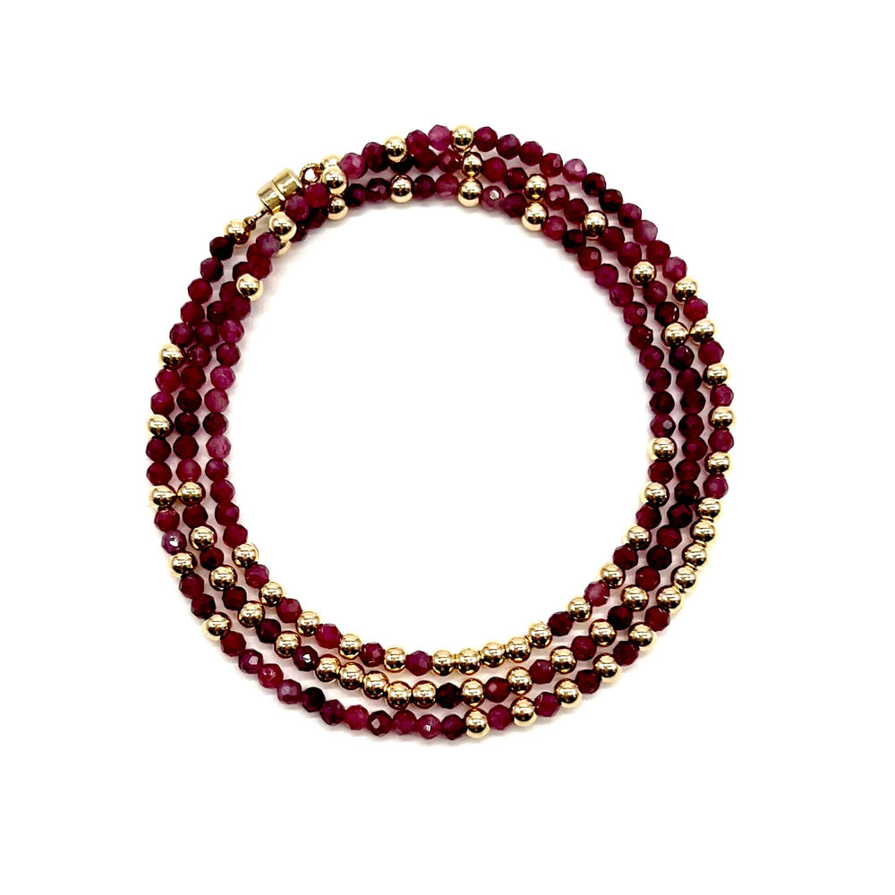 
            
                Load image into Gallery viewer, Triple Wrap Bracelet - Rhodolite
            
        