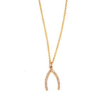 14K Gold + Diamond Wishbone Necklace