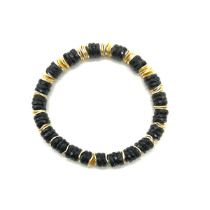 Black Spinel + Gold Chunky Bracelet