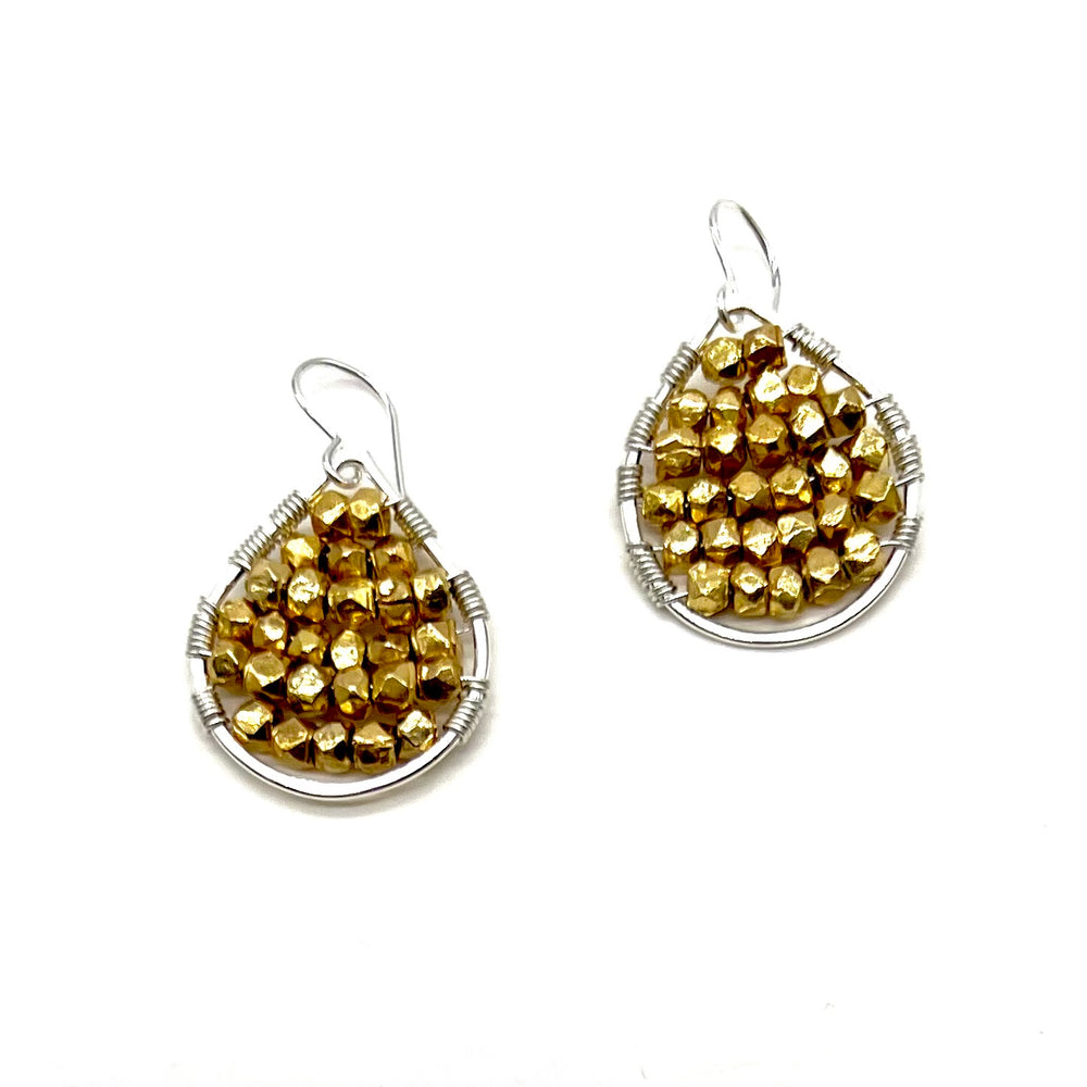 Silver Teardrops Earrings in Gold, Small