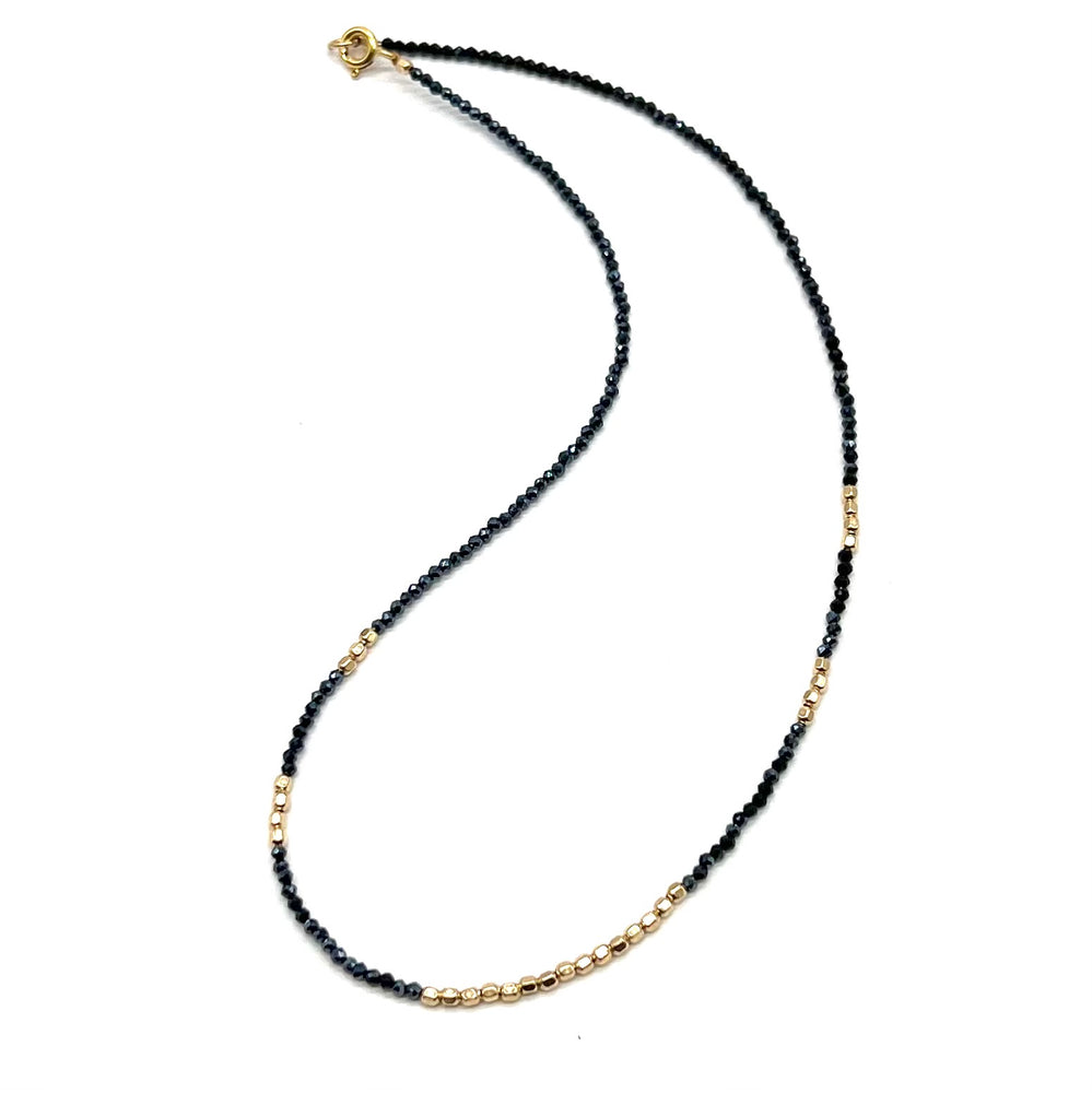 Micro Crystal Layering Necklace - Midnight - 15"