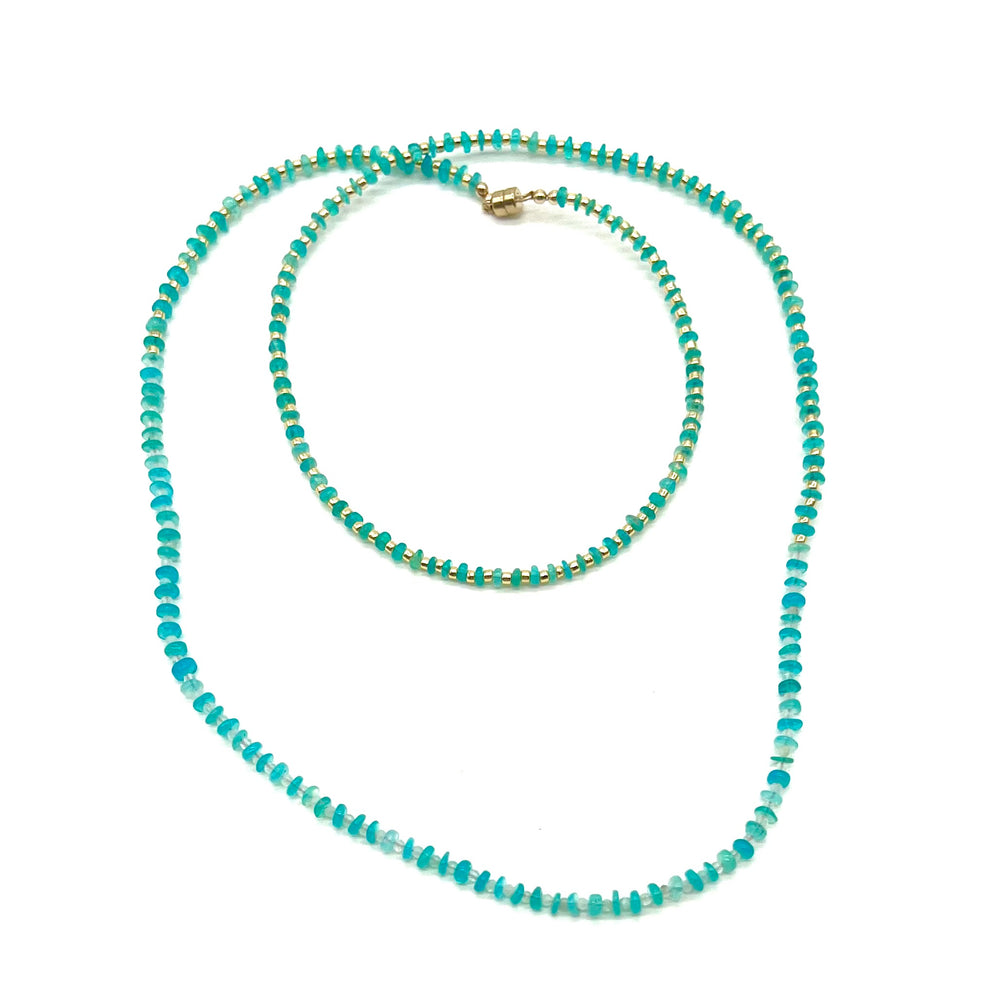 Opal Necklace in Bright Aqua  - 24”
