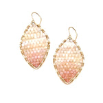 Gold Marquise Earrings in Pink Opal, Medium