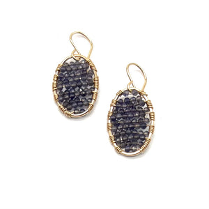 
            
                Load image into Gallery viewer, Gold Oval Earrings in Iolite, Small
            
        