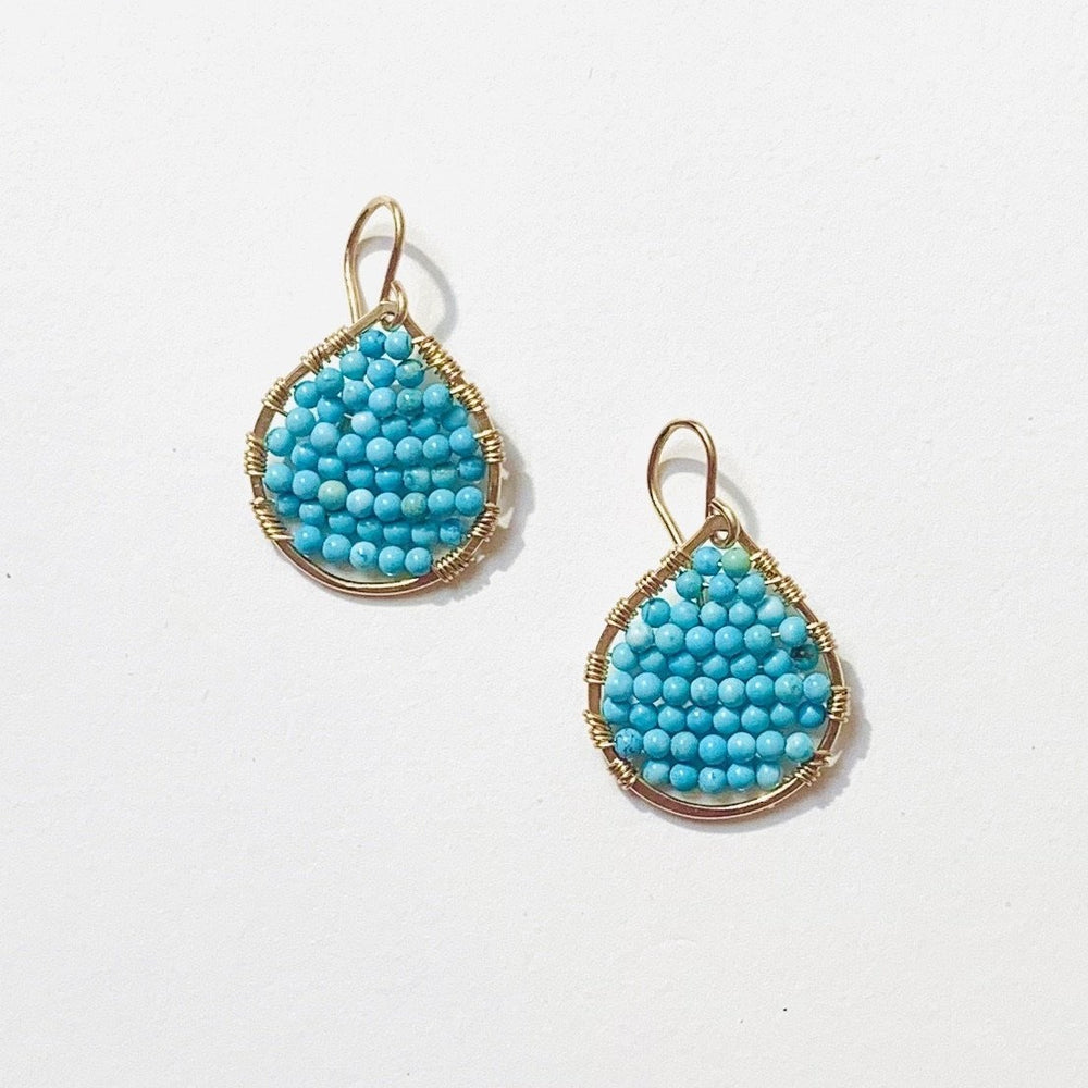 
            
                Load image into Gallery viewer, Gold Teardrop Earrings in Turquoise, Small
            
        
