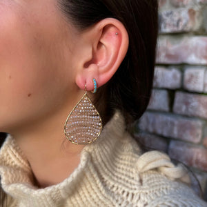 Gold Teardrop Earrings in Blush, Medium
