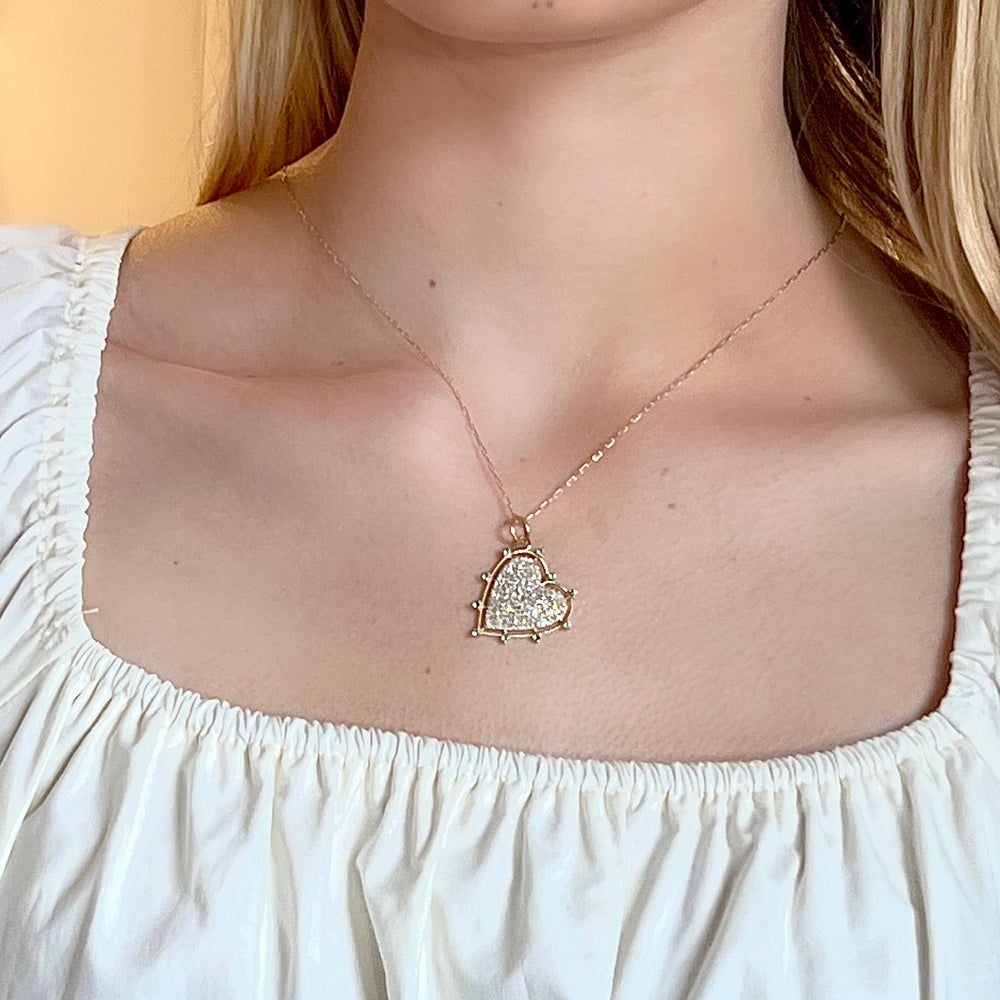 
            
                Load image into Gallery viewer, 14K Gold + Diamond Emerald Heart Pendant
            
        