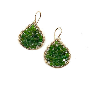 
            
                Load image into Gallery viewer, Gold Teardrop Earrings in Diopside, Small
            
        