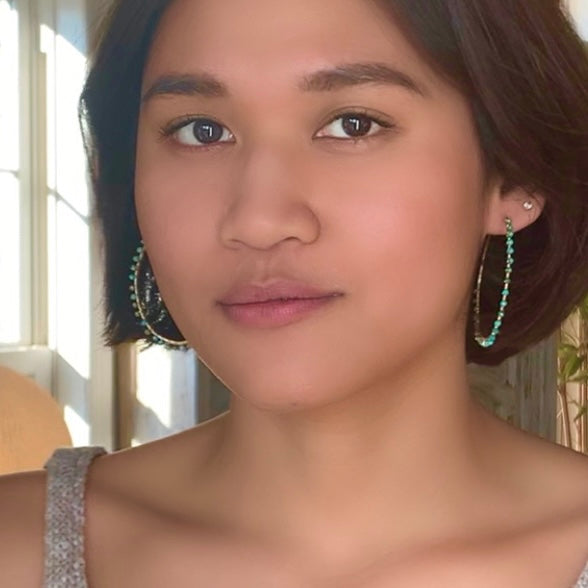 Gold Hoops with Turquoise, Large