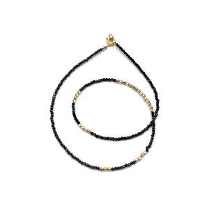 Micro Crystal Layering Necklace - Midnight - 15"