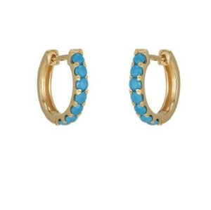 14K Gold + Turquoise Huggies